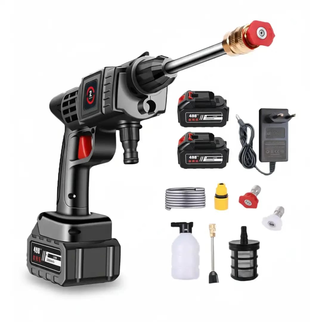 48V Cordless Portable Car Wash Pressure Washer Gun with Dual Battery – High Power Cleaning Machine for Cars, Bikes & Home