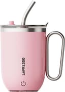 LéPRESSO Pink Insulated Travel Mug with Straw 1