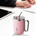 LéPRESSO Pink Insulated Travel Mug with Straw 4