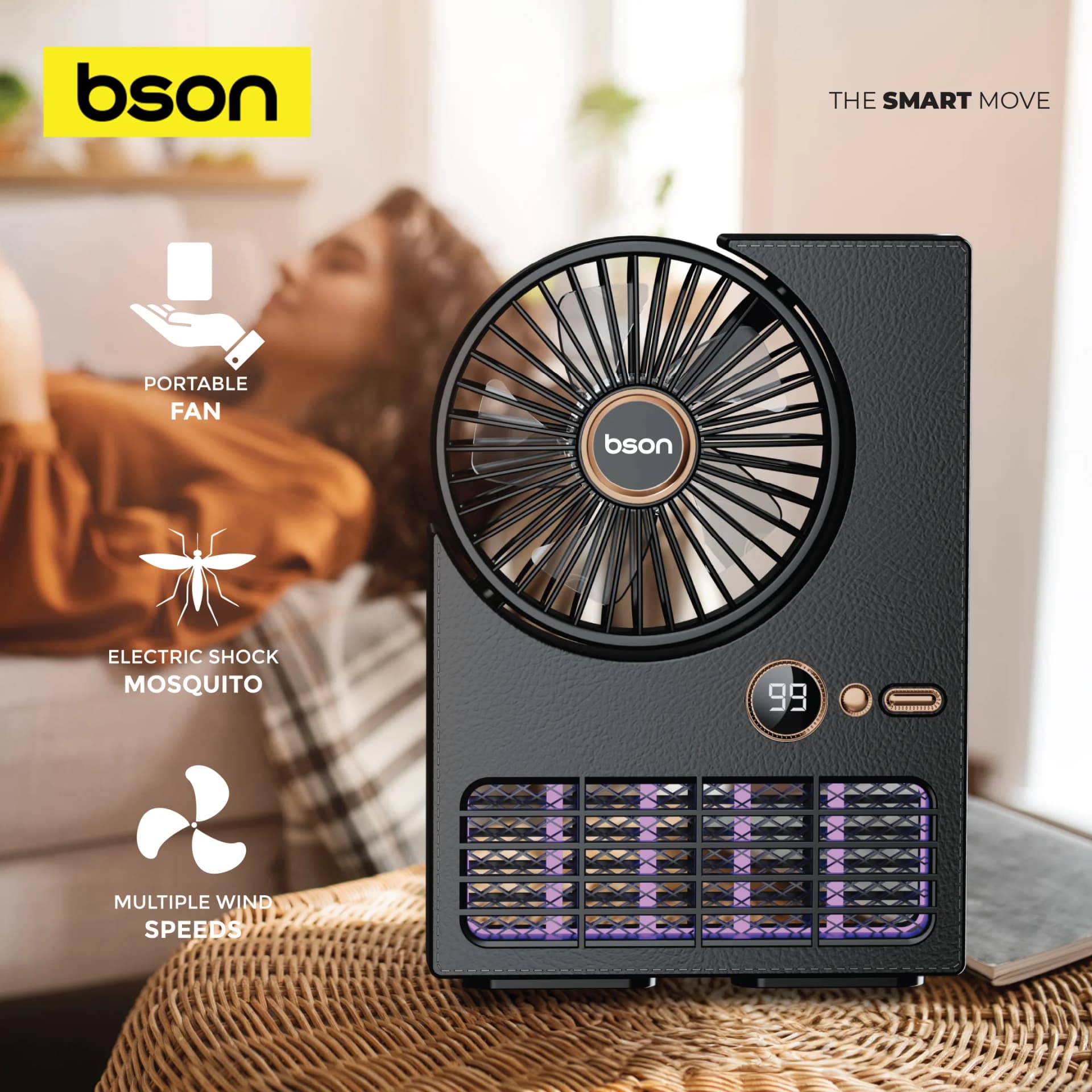 BSON 2-in-1 Portable Fan with Electric Mosquito Killer