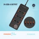 Porodo Blue Power Strip with USB Ports 6