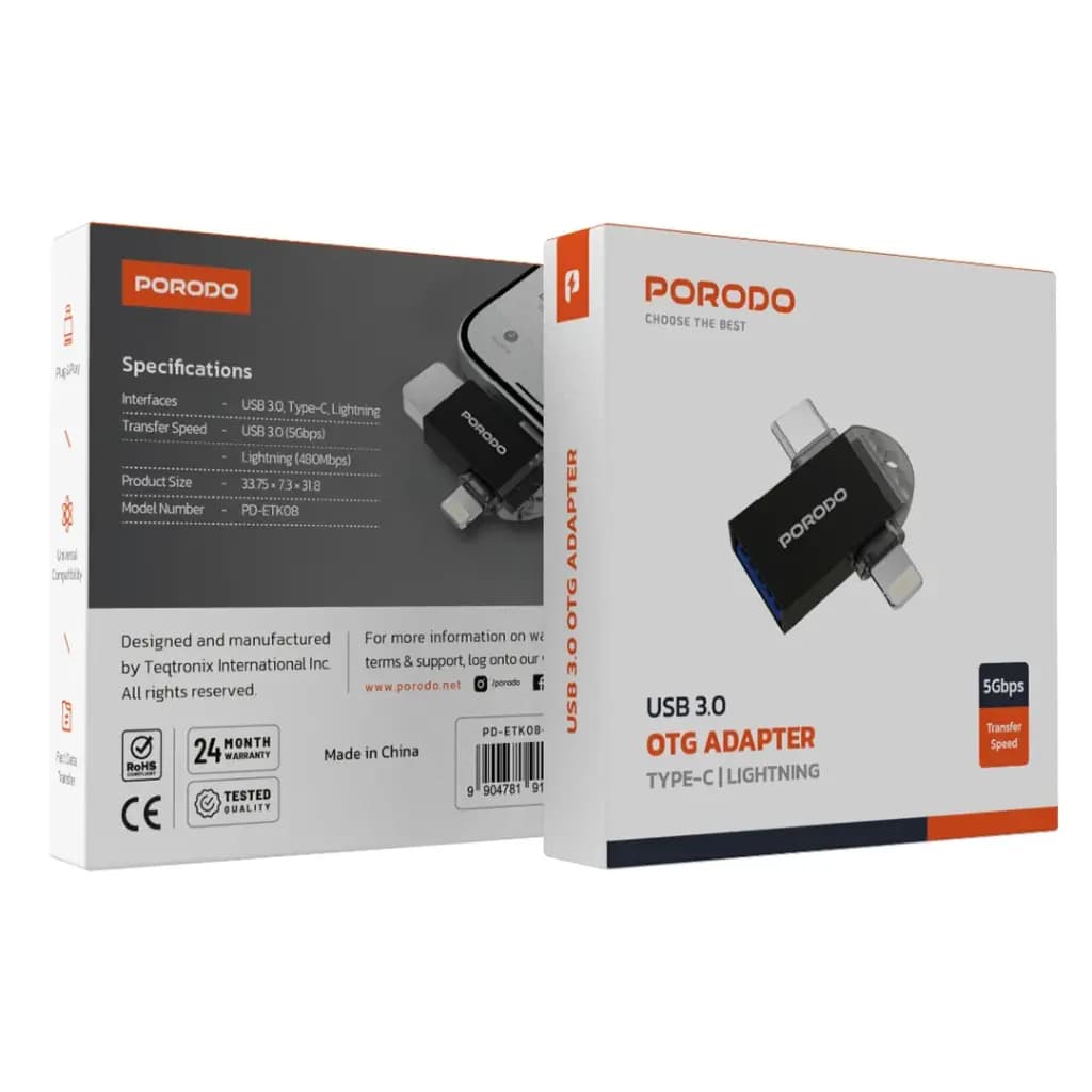 Porodo 3-in-1 OTG Adapter