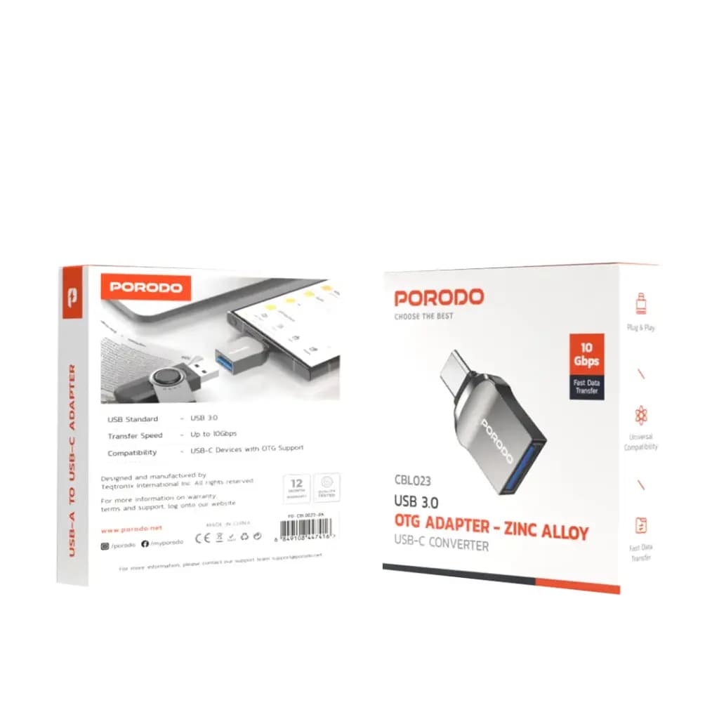 Porodo OTG Adapter - Zinc Alloy