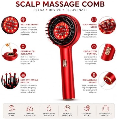 Cordless Scalp Massage Comb with Red Light Therapy 7