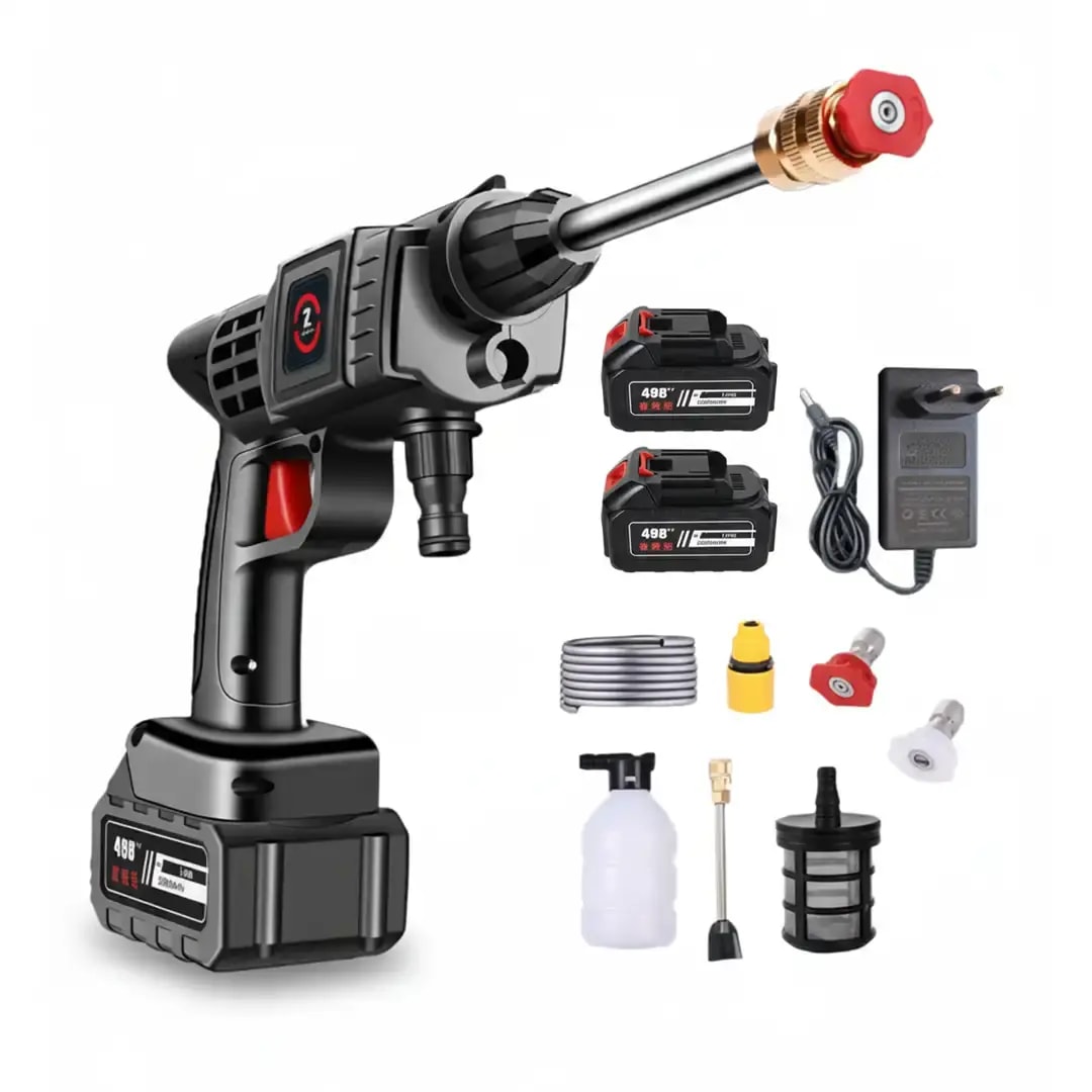 48V Cordless Portable Car Wash Pressure Washer Gun with Dual Battery – High Power Cleaning Machine for Cars, Bikes & Home