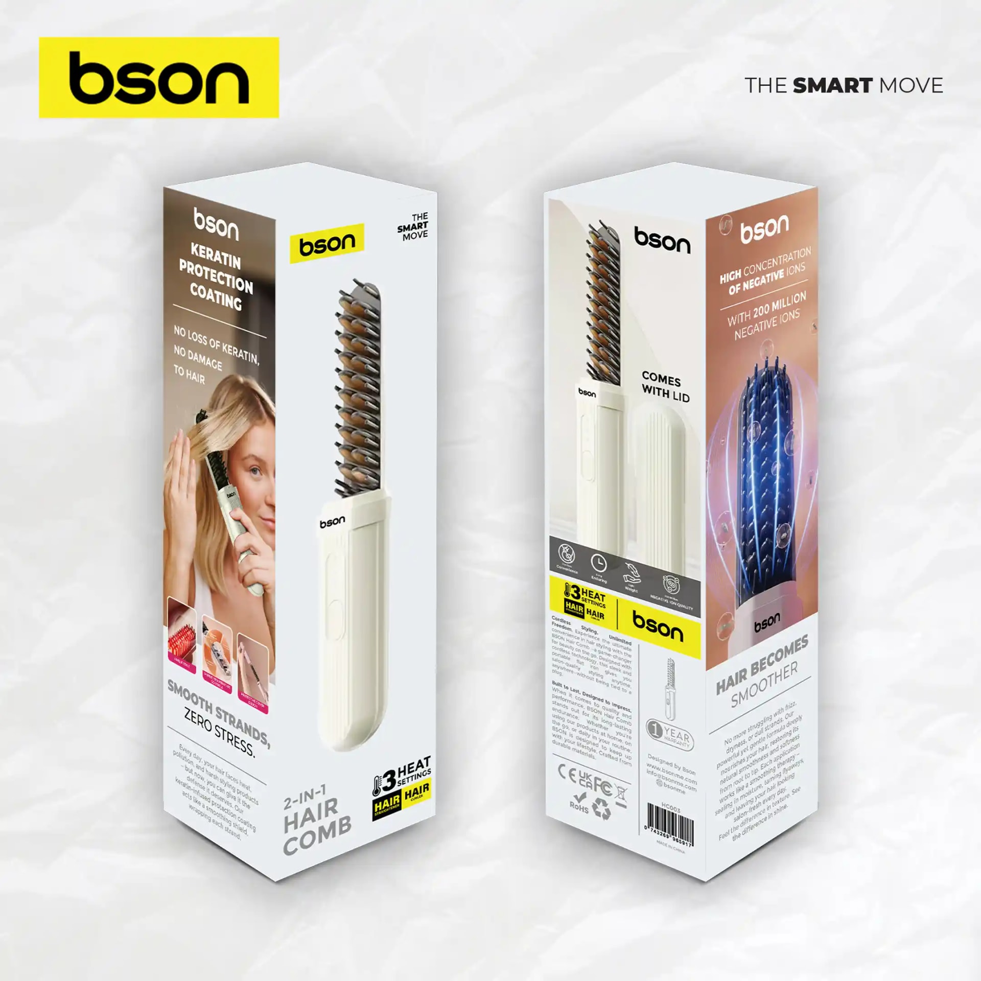 BSON 2-in-1 Cordless Hair Straightener & Curler Comb 6