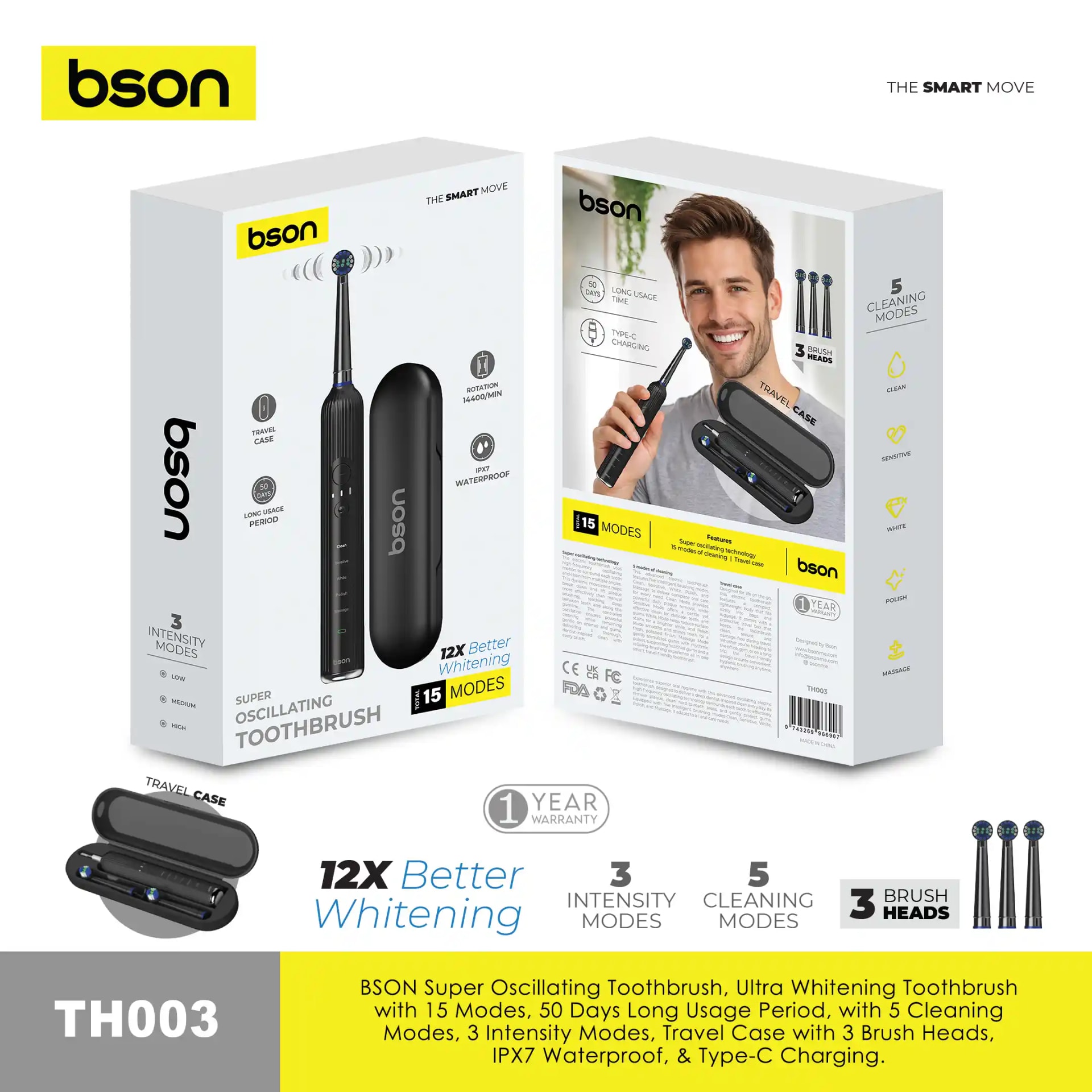 BSON Super Oscillating Electric Toothbrush 6