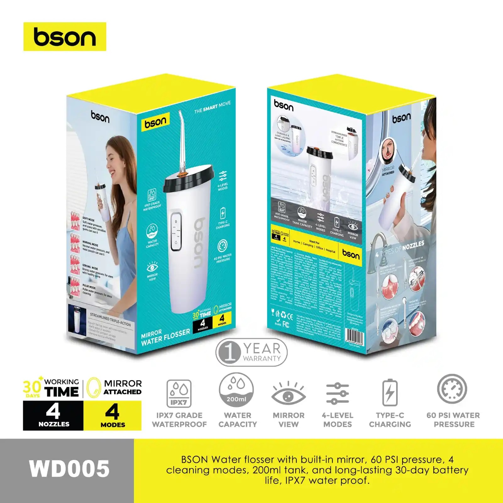 BSON Rechargeable Water Flosser with Mirror 2