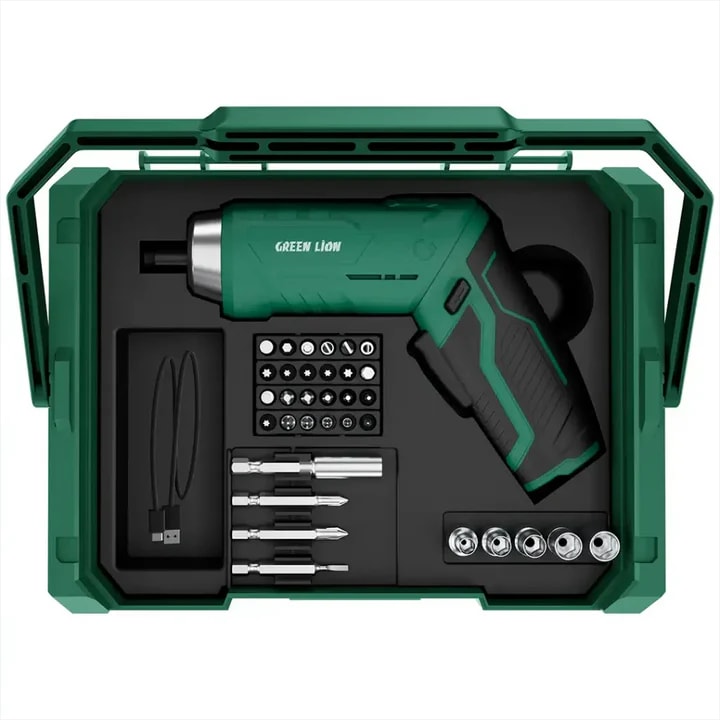 Green Lion 3-Tier Cordless Electric Screwdriver & Tool Kit 6