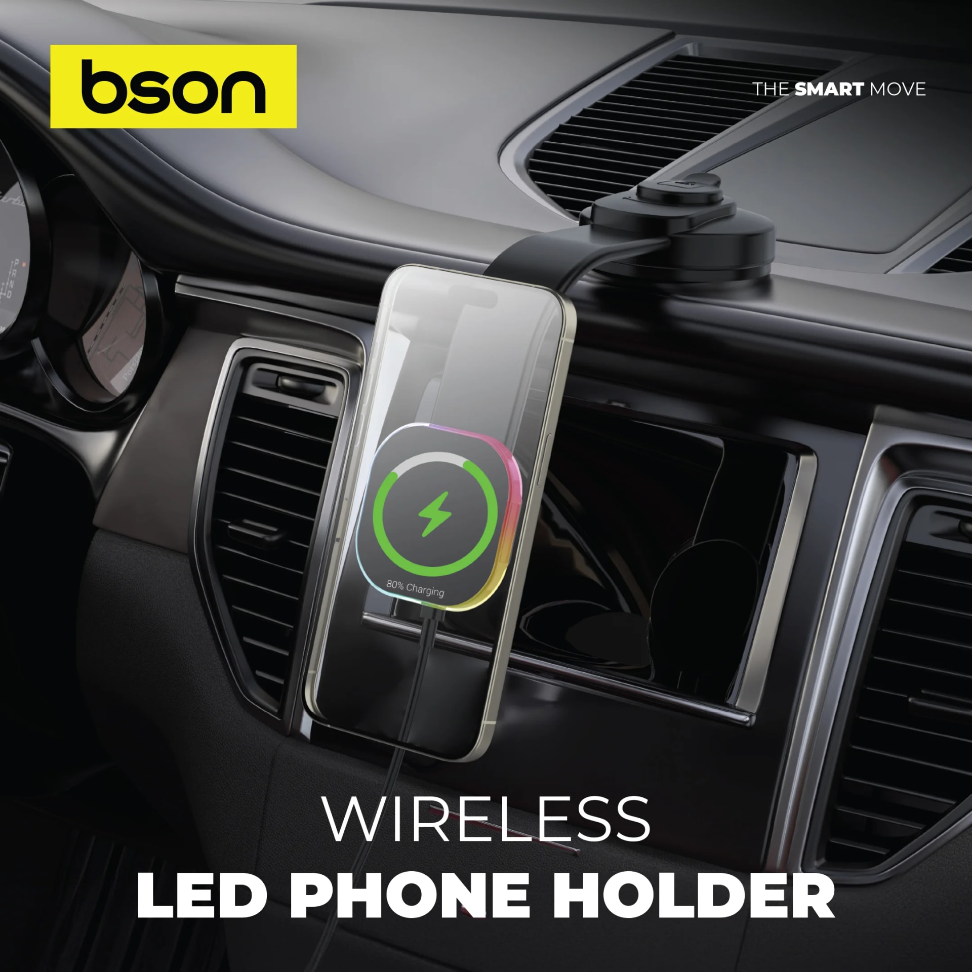 BSON Wireless LED Phone Holder with 15W Fast Charging 2