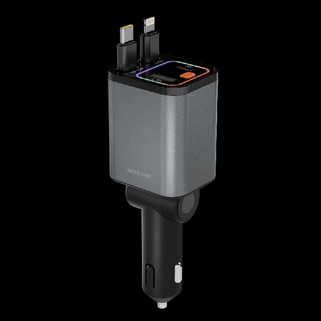 Car Charger with USB-C and Lightning Connectors