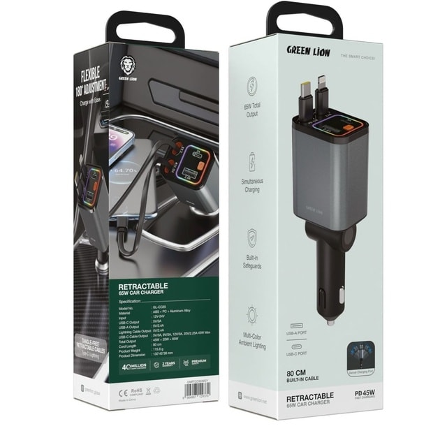 Car Charger with USB-C and Lightning Connectors 4