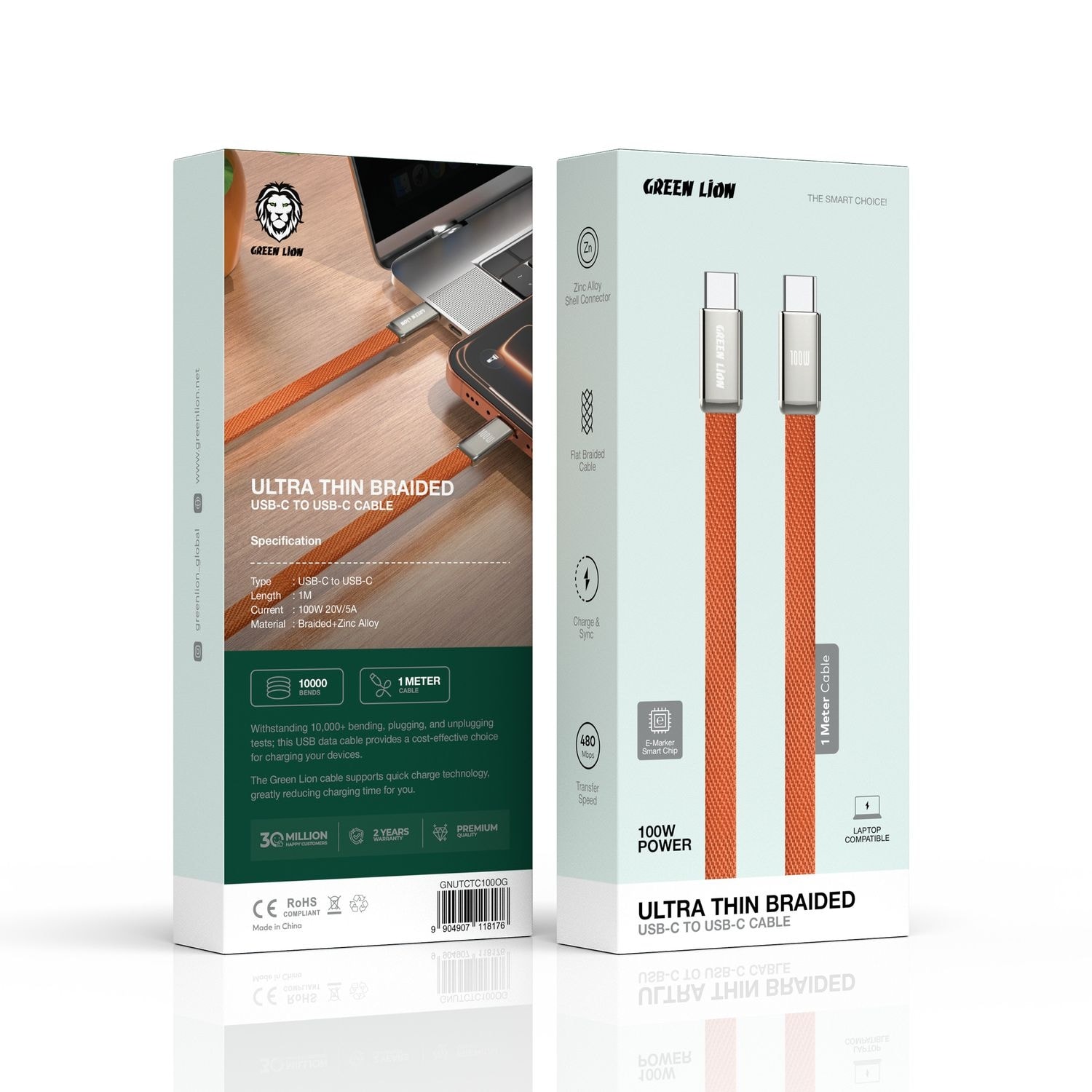 Green Lion USB-C to USB-C Charging Cable 100W 8