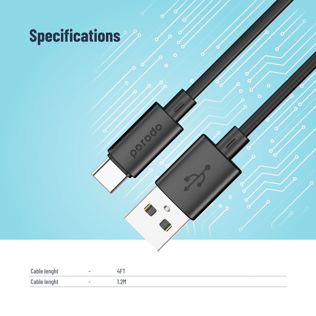 Porodo USB-A to USB-C Charging and Data Cable 2