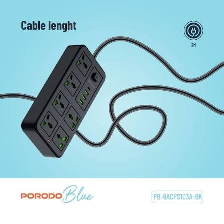 PorodoBlue Power Strip with USB Ports 3