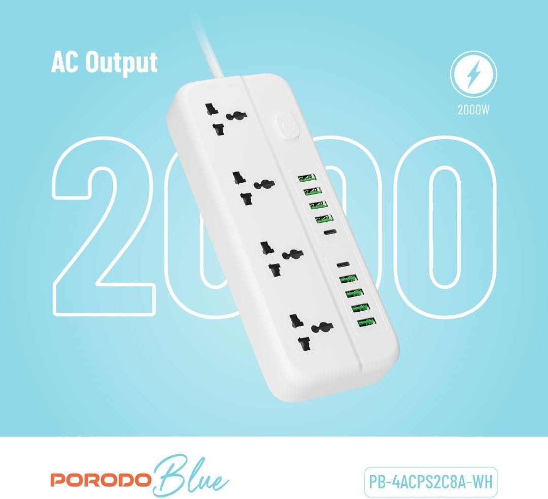 PorodoBlue Multi-Outlet Power Strip with USB Charging Ports 2