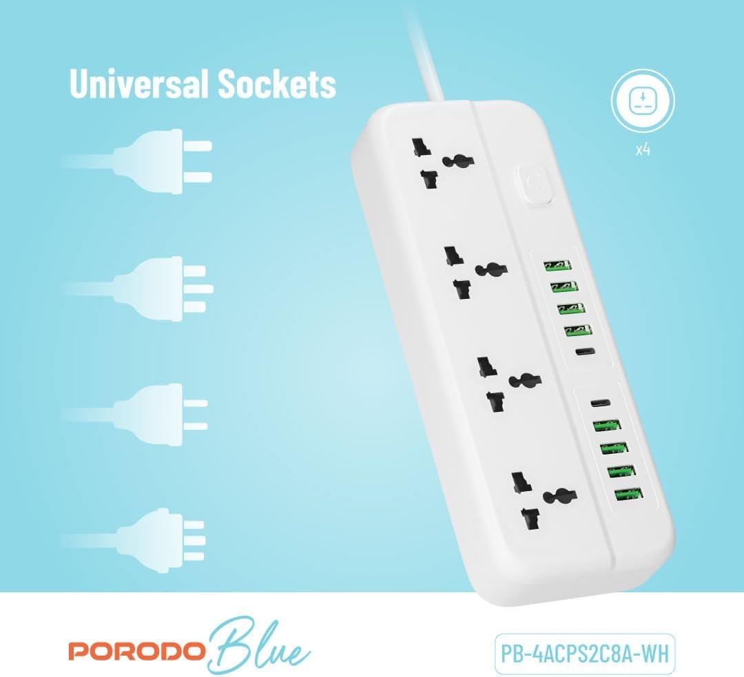 PorodoBlue Multi-Outlet Power Strip with USB Charging Ports 3