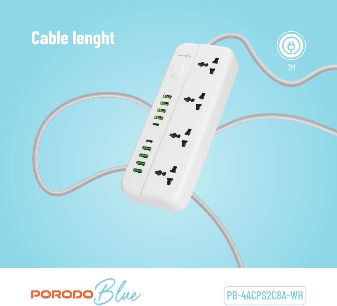 PorodoBlue Multi-Outlet Power Strip with USB Charging Ports 6