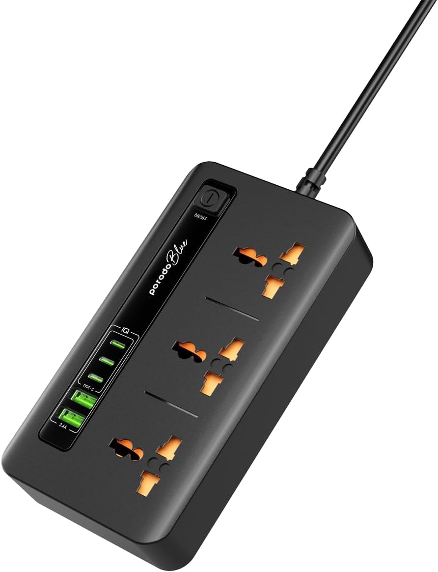 Porodo Blue Power Strip with USB Charging Ports