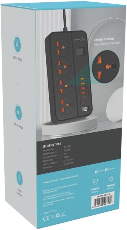 Porodo Blue Power Strip with USB Charging Ports 8