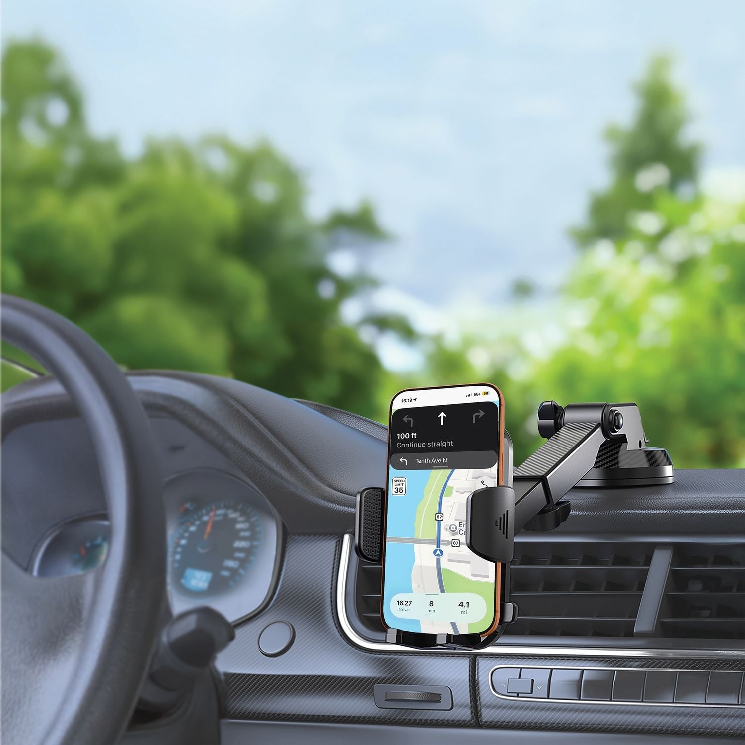 Porodo Blue Adjustable Car Phone Holder 3