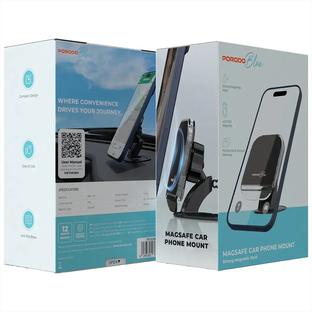 Porodo Blue Magsafe Car Phone Mount 2