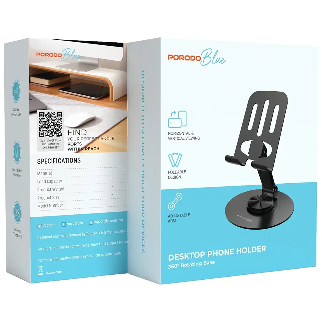 Porodo Blue Adjustable Metal Phone Stand 3