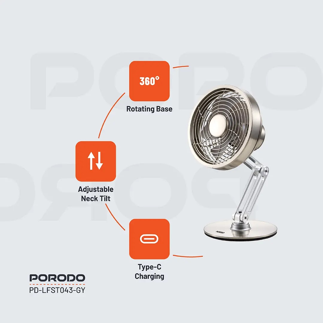 Porodo Lifestyle Metal Desk Fan 8