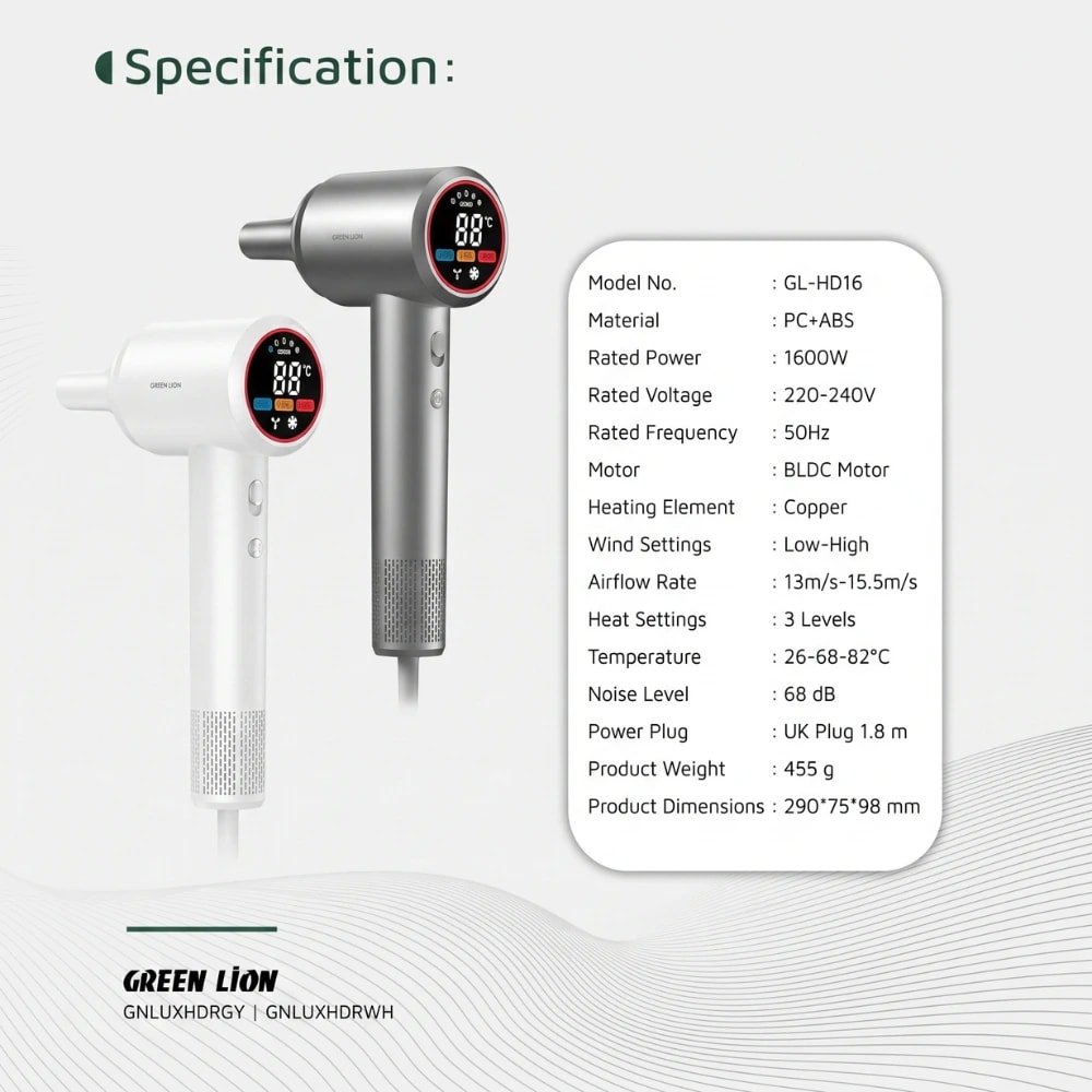 Green Lion Digital Ionic Hair Dryer with LED Display 4