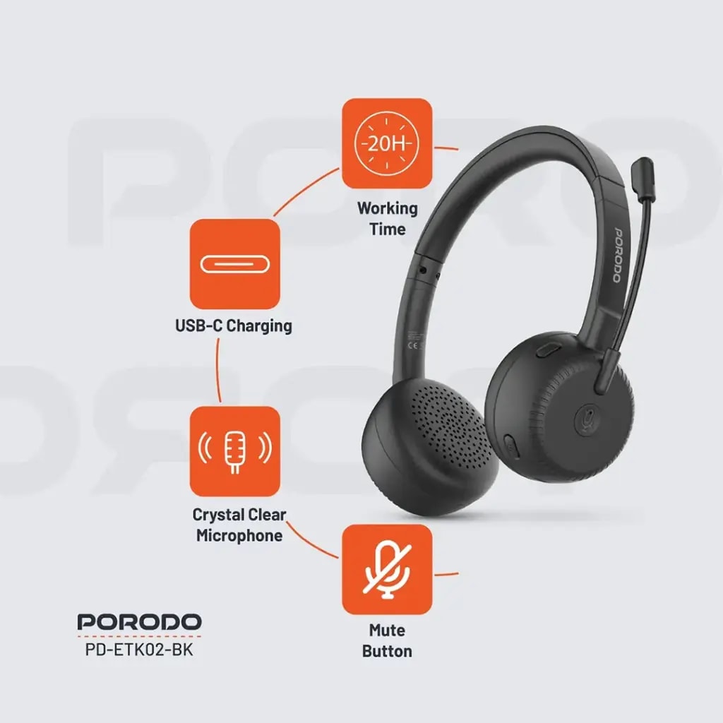 Porodo Office Wireless Headset 6