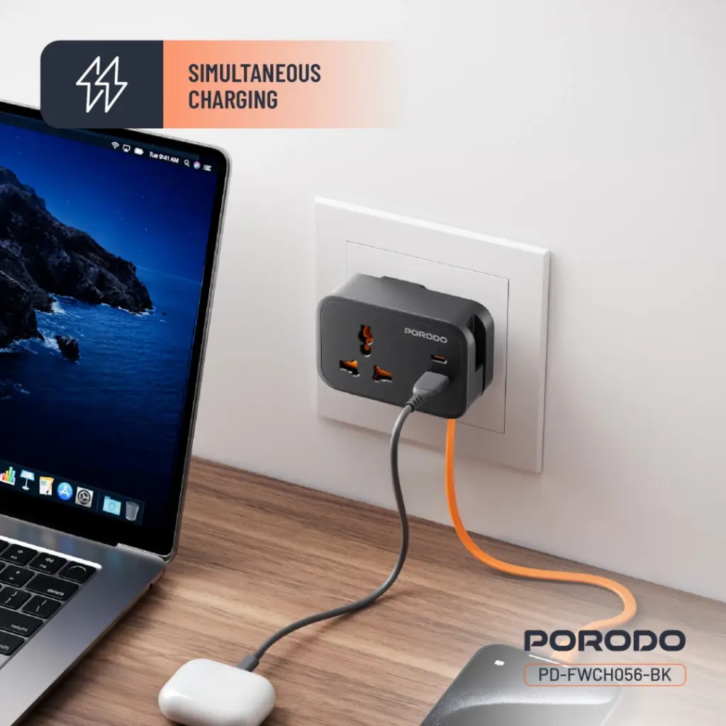 Porodo Universal Wall Socket with USB Ports 8