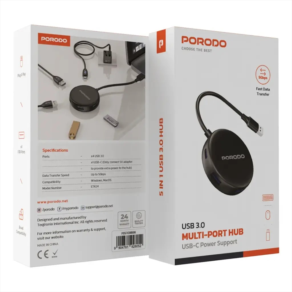 Porodo USB 3.0 4-Port Hub 2