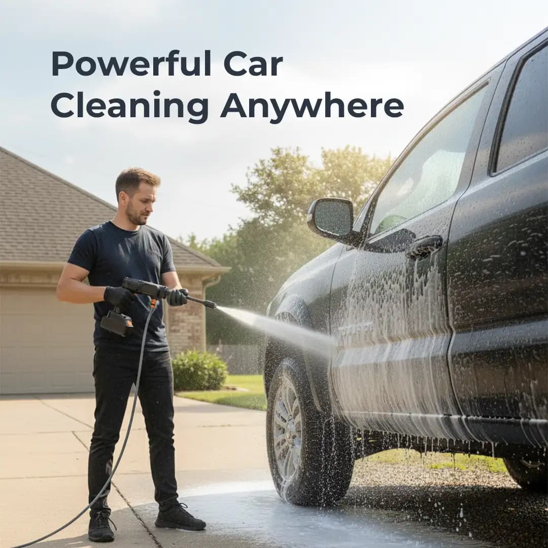 48V Cordless Portable Car Wash Pressure Washer Gun with Dual Battery – High Power Cleaning Machine for Cars, Bikes & Home