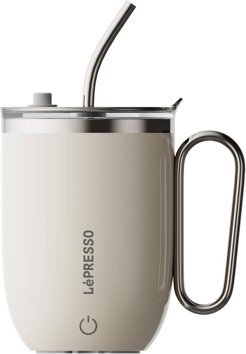 LéPRESSO Pink Insulated Travel Mug with Straw