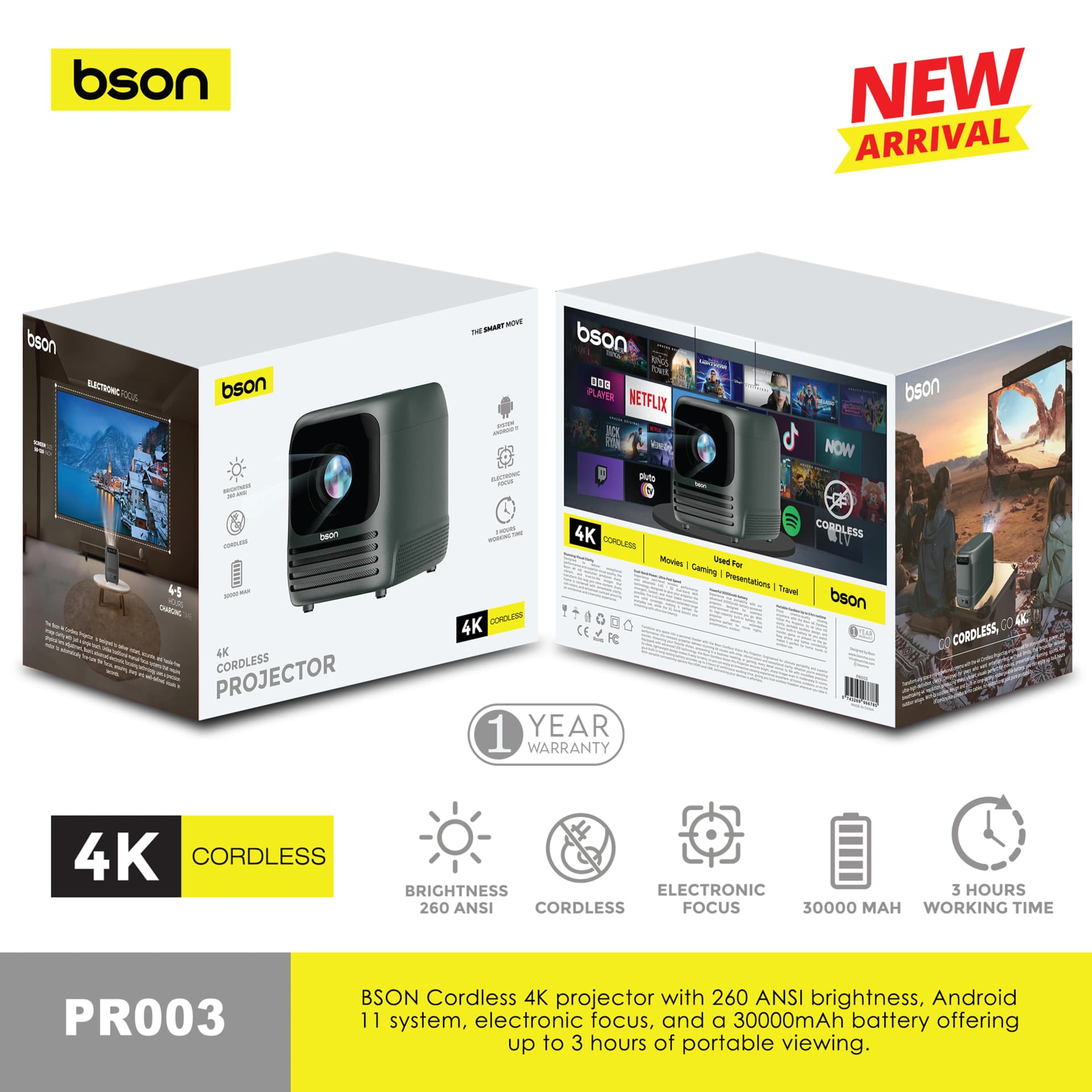 BSON Cordless Portable Projector