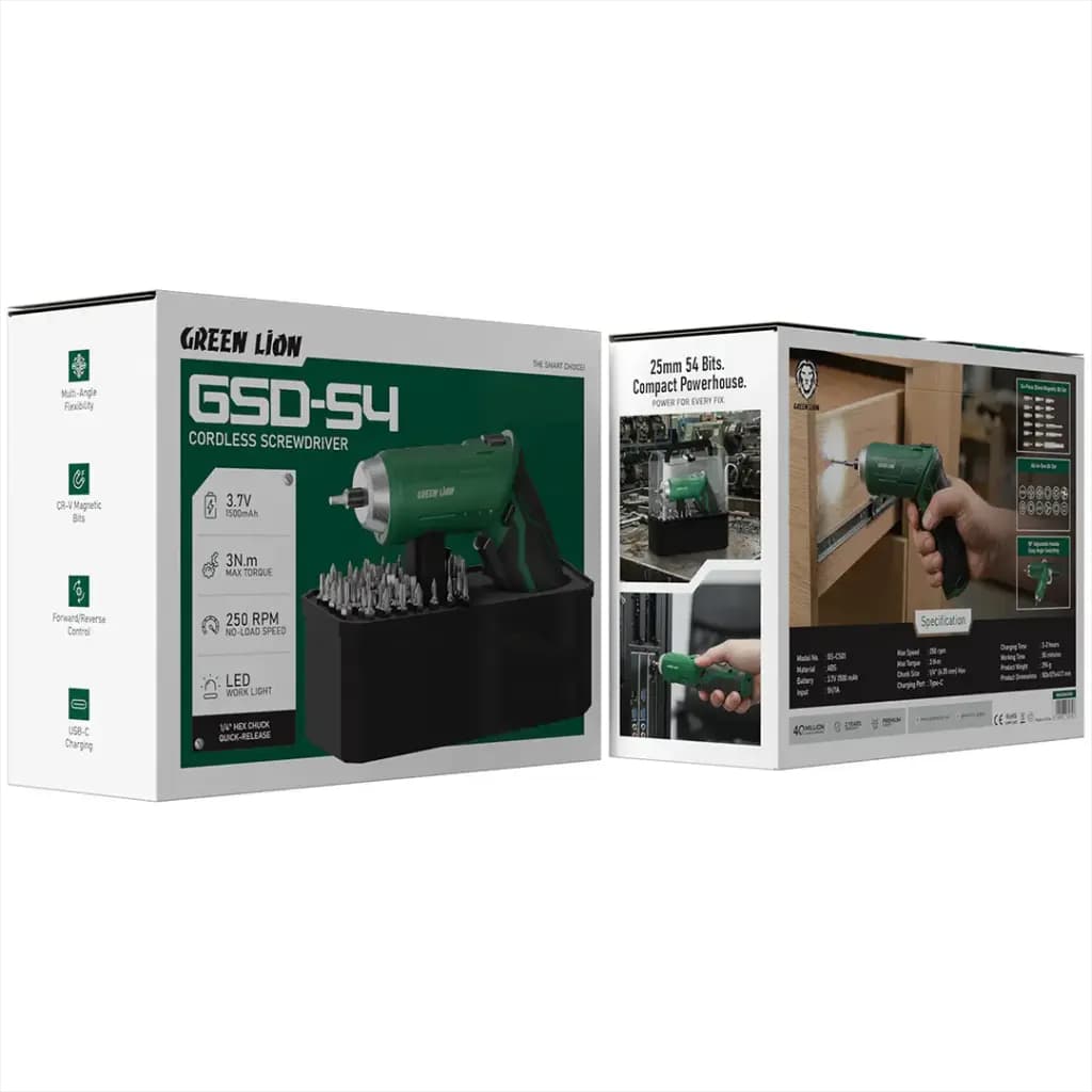 Green Lion Cordless Electric Screwdriver Set