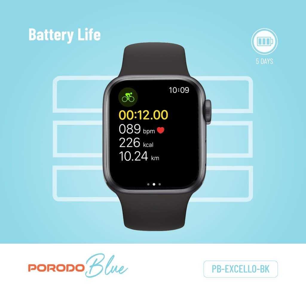 Clear Protective Case for Smartwatch with Blue Silicone Band
