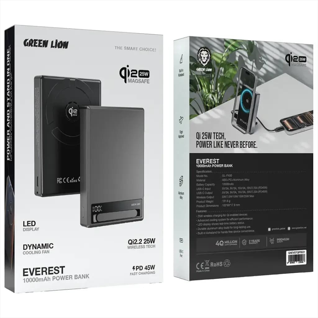 Green Lion Portable Power Bank with Wireless Charging