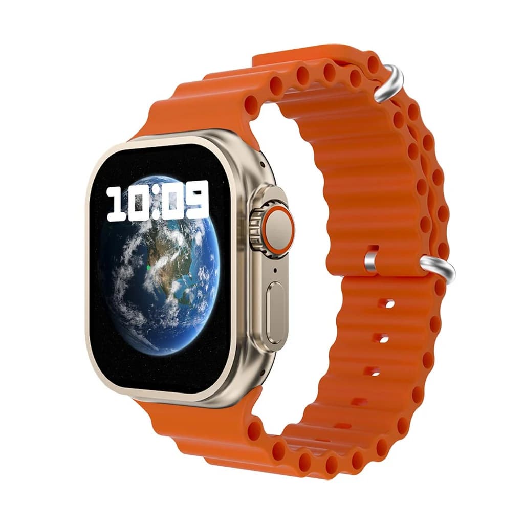 Smartwatch with Orange Silicone Strap