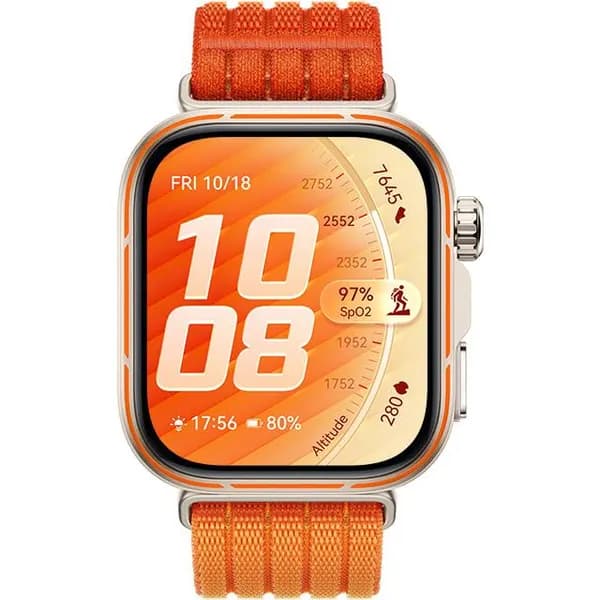 Smartwatch with Orange Silicone Strap