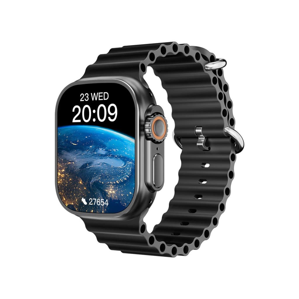 Smartwatch with Black Silicone Strap