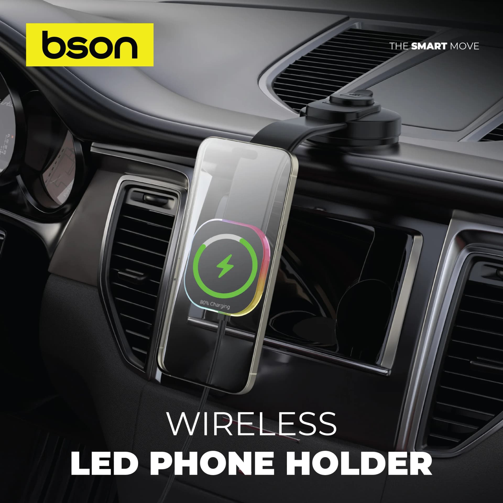 BSON Wireless LED Phone Holder with 15W Fast Charging