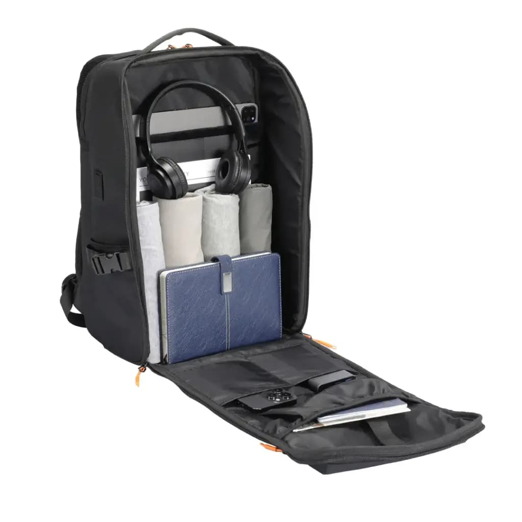 Black Durable Backpack with Multiple Compartments