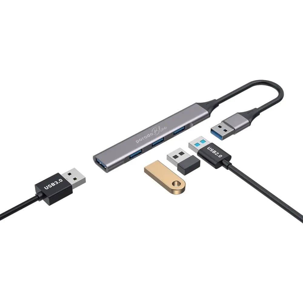 Porodo Blue USB 3.0 Hub with 4 Ports