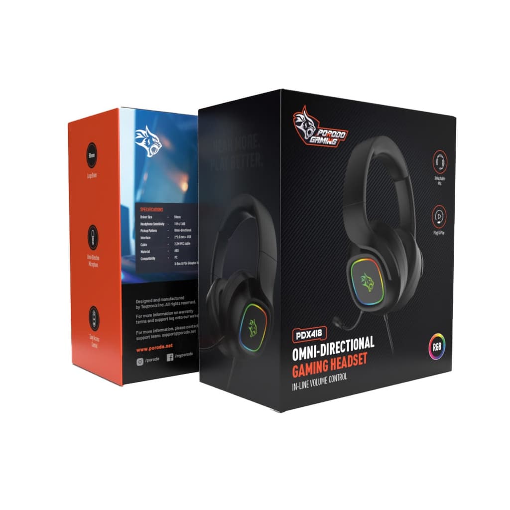 Gaming Headset with RGB Lighting and Microphone