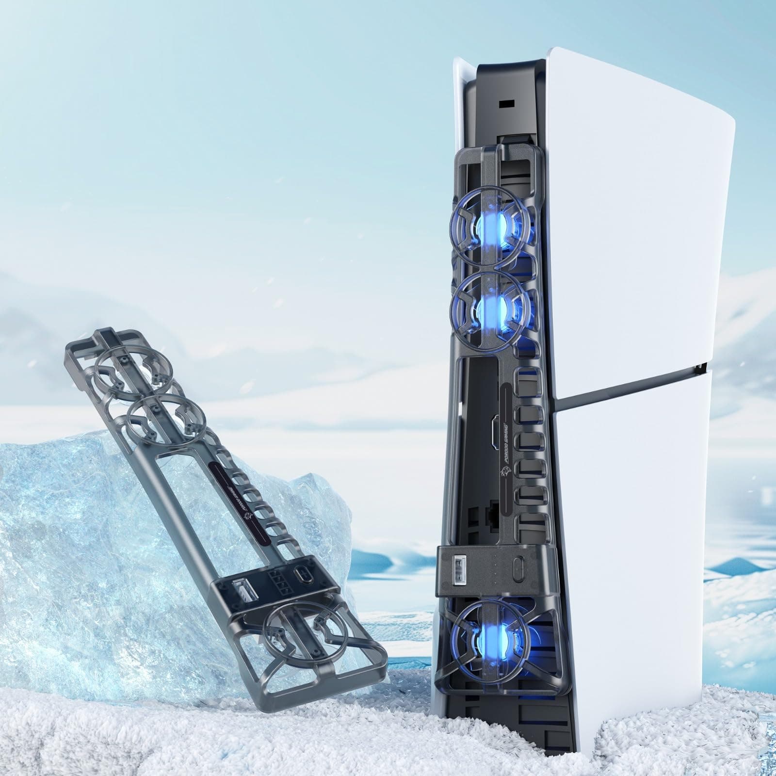 Vertical Gaming Console Cooling Fan with USB Port