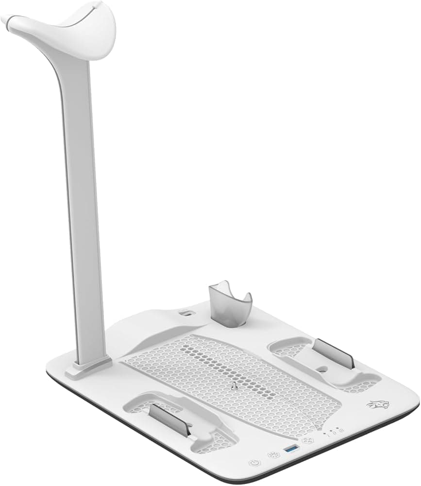 White Gaming Console Cooling Stand with Controller Holder