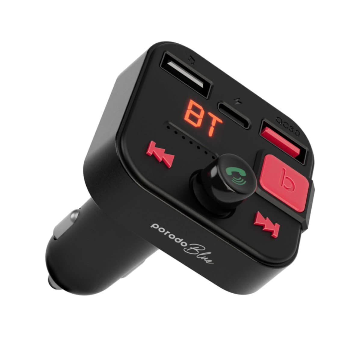 Porodo Blue Bluetooth Car Charger FM Transmitter