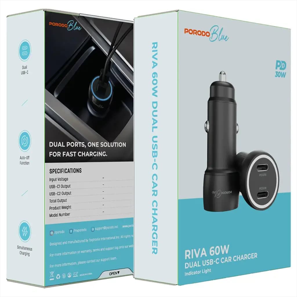 Dual Port PD 30W USB-C Car Charger