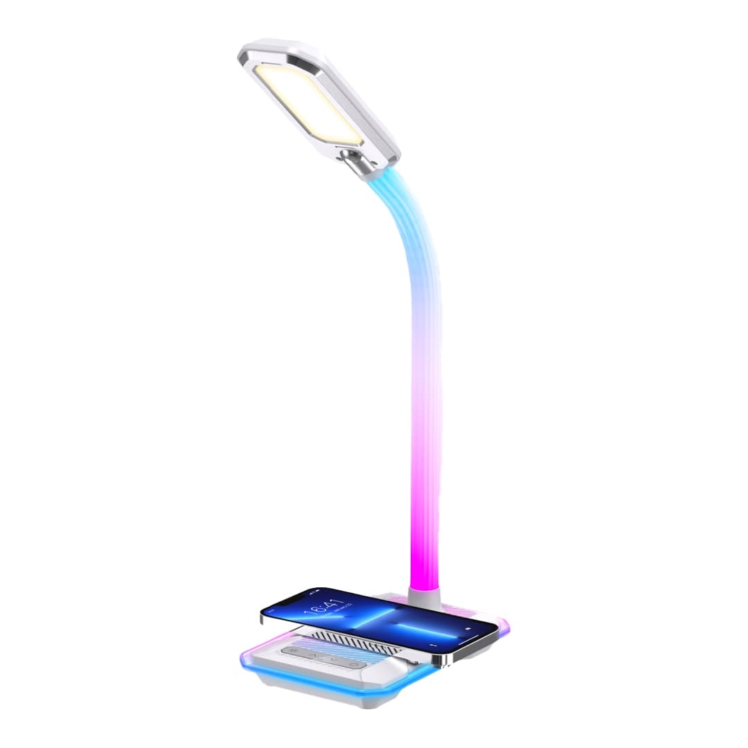LED Desk Lamp with Wireless Charger and Colorful Light